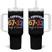 I Survived 67 33 Days Of School Tumbler With Handle Funny Six Seven Meme Boys Kids 100th Day