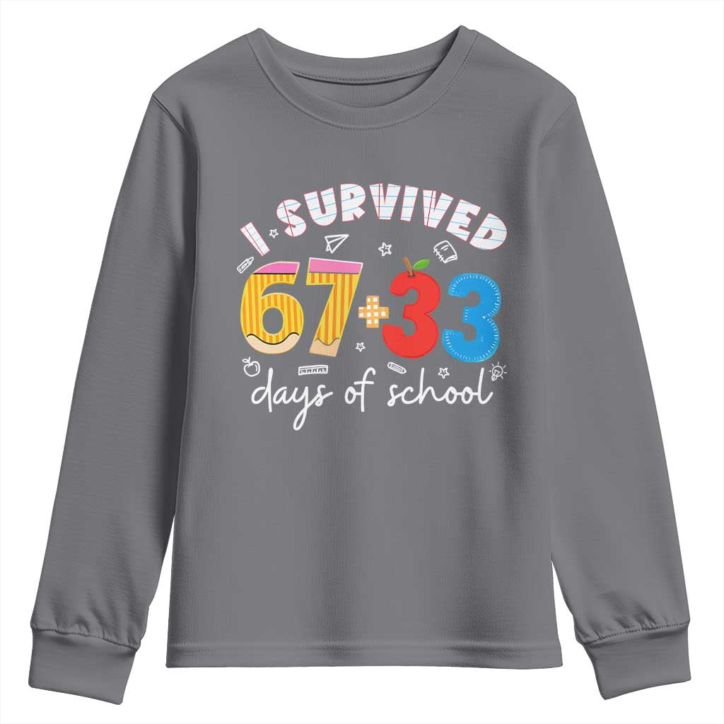 I Survived 67 33 Days Of School Youth Sweatshirt Funny Six Seven Meme Boys Kids 100th Day