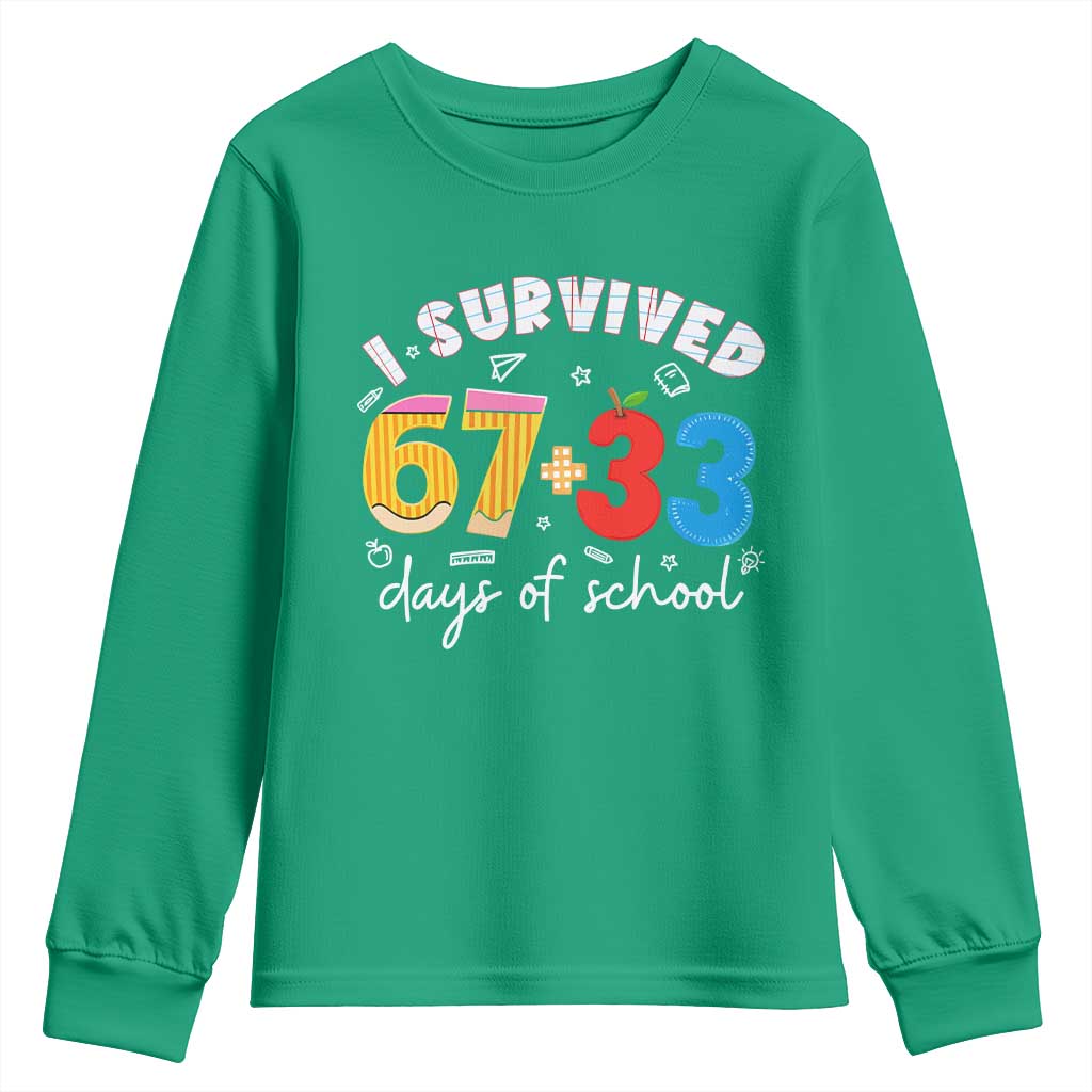 I Survived 67 33 Days Of School Youth Sweatshirt Funny Six Seven Meme Boys Kids 100th Day