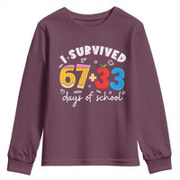 I Survived 67 33 Days Of School Youth Sweatshirt Funny Six Seven Meme Boys Kids 100th Day