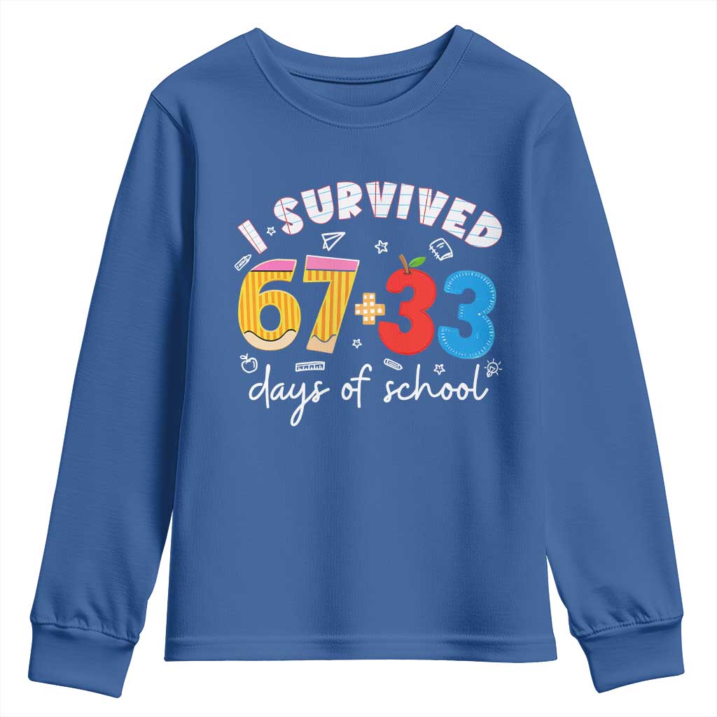 I Survived 67 33 Days Of School Youth Sweatshirt Funny Six Seven Meme Boys Kids 100th Day