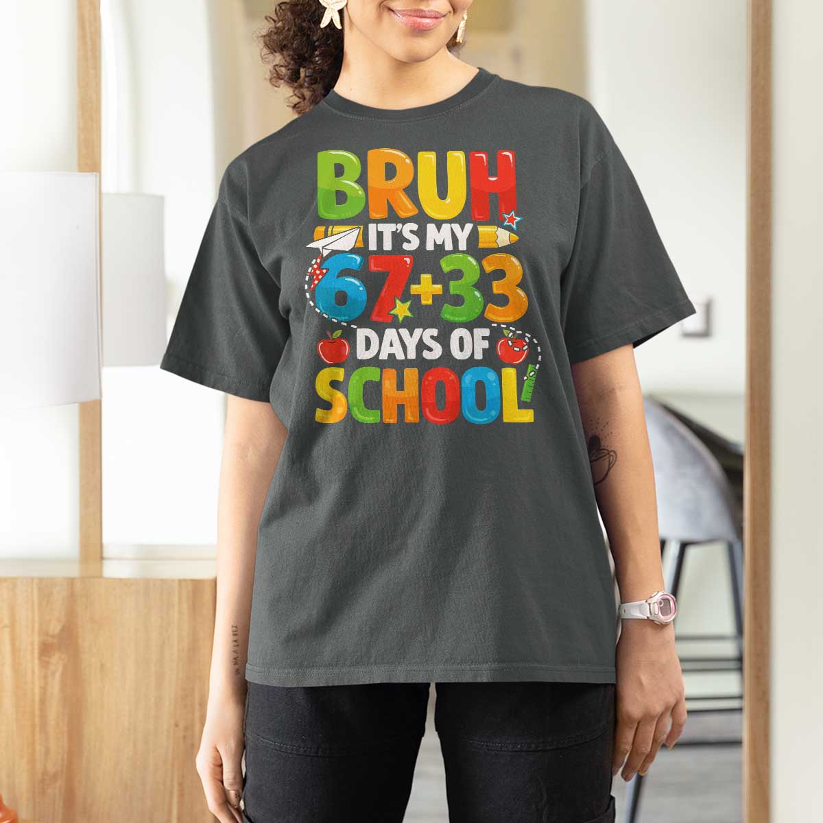 Bruh Its My 67 33 Days Of School T Shirt For Women Funny Six Seven Meme Boys Kids 100th Day