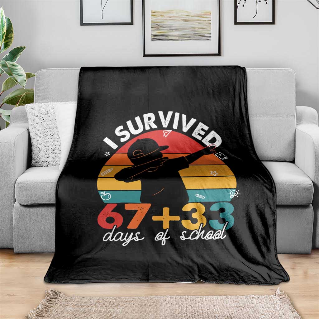 I Survived 67 33 Days Of School Throw Blanket Funny Six Seven Meme Math Teacher Kids 100th Day