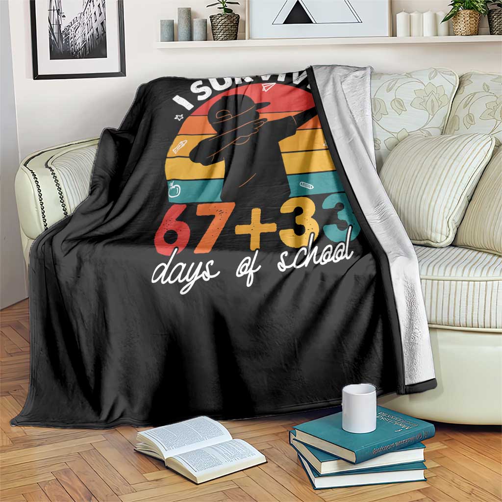 I Survived 67 33 Days Of School Throw Blanket Funny Six Seven Meme Math Teacher Kids 100th Day
