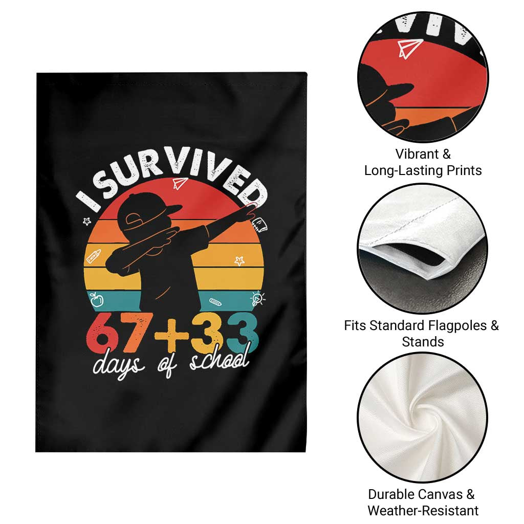 I Survived 67 33 Days Of School Garden Flag Funny Six Seven Meme Math Teacher Kids 100th Day