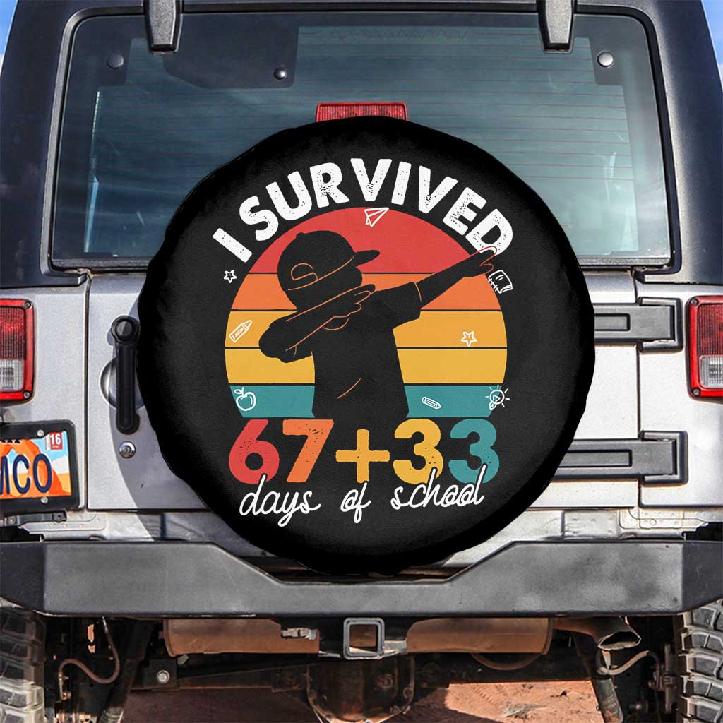I Survived 67 33 Days Of School Spare Tire Cover Funny Six Seven Meme Math Teacher Kids 100th Day