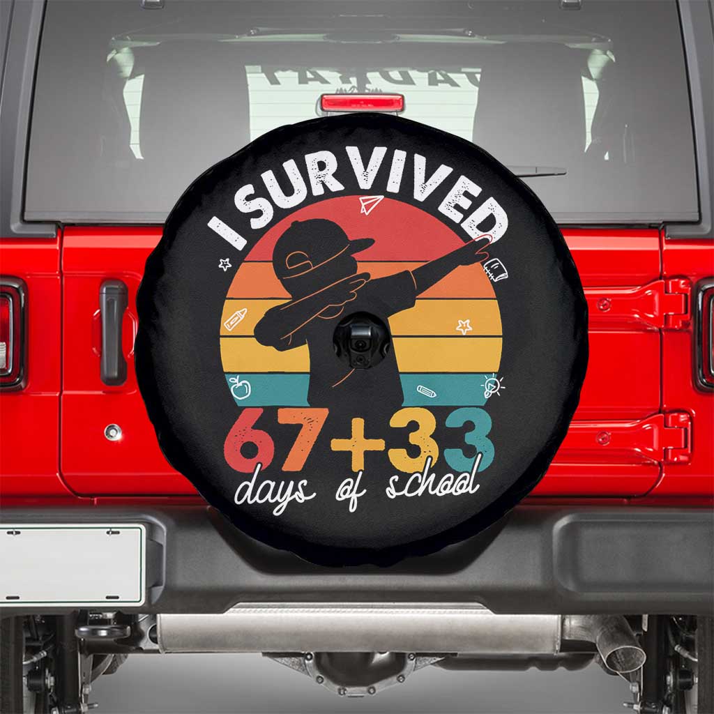 I Survived 67 33 Days Of School Spare Tire Cover Funny Six Seven Meme Math Teacher Kids 100th Day