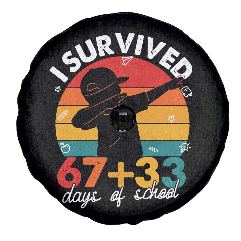 I Survived 67 33 Days Of School Spare Tire Cover Funny Six Seven Meme Math Teacher Kids 100th Day