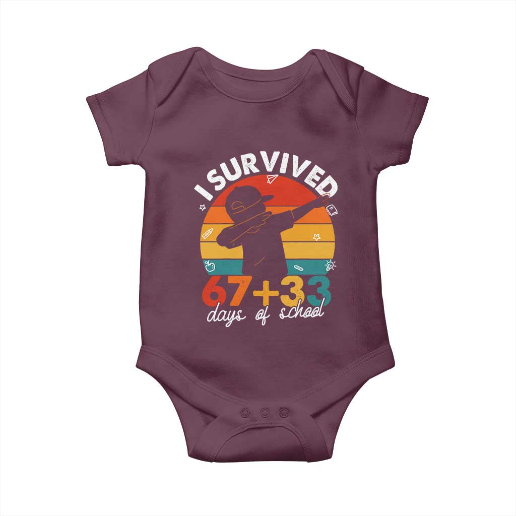 I Survived 67 33 Days Of School Baby Onesie Funny Six Seven Meme Math Teacher Kids 100th Day