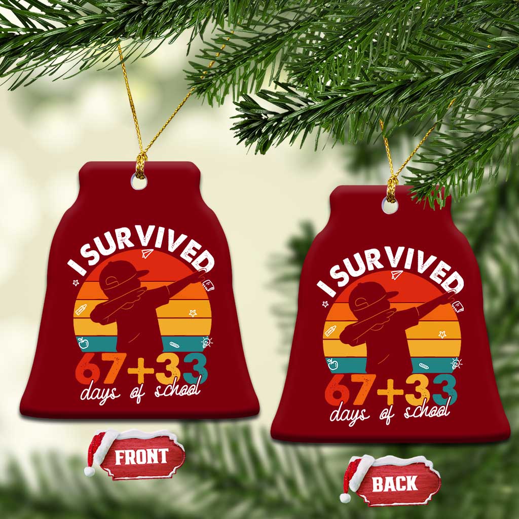 I Survived 67 33 Days Of School Ceramic Ornament Funny Six Seven Meme Math Teacher Kids 100th Day