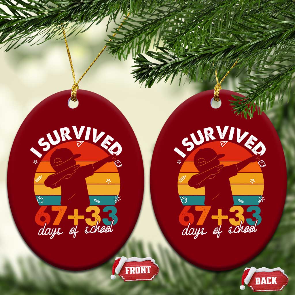 I Survived 67 33 Days Of School Ceramic Ornament Funny Six Seven Meme Math Teacher Kids 100th Day
