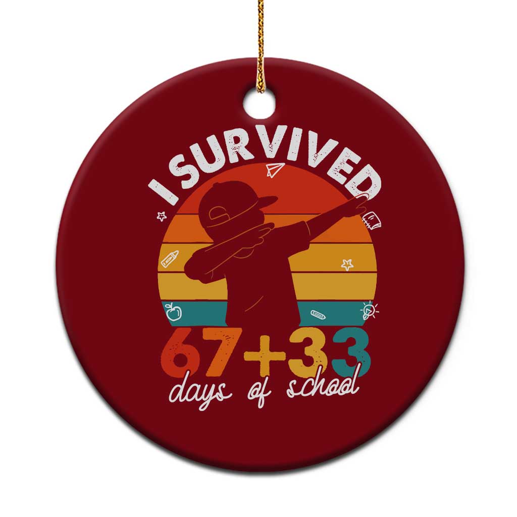 I Survived 67 33 Days Of School Ceramic Ornament Funny Six Seven Meme Math Teacher Kids 100th Day