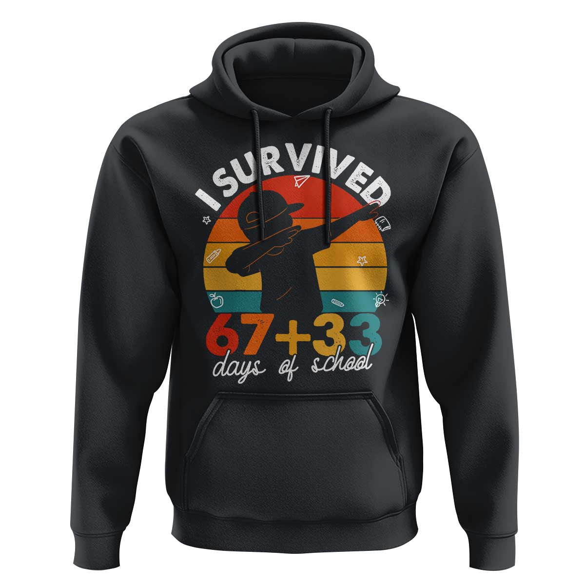 I Survived 67 33 Days Of School Hoodie Funny Six Seven Meme Math Teacher Kids 100th Day