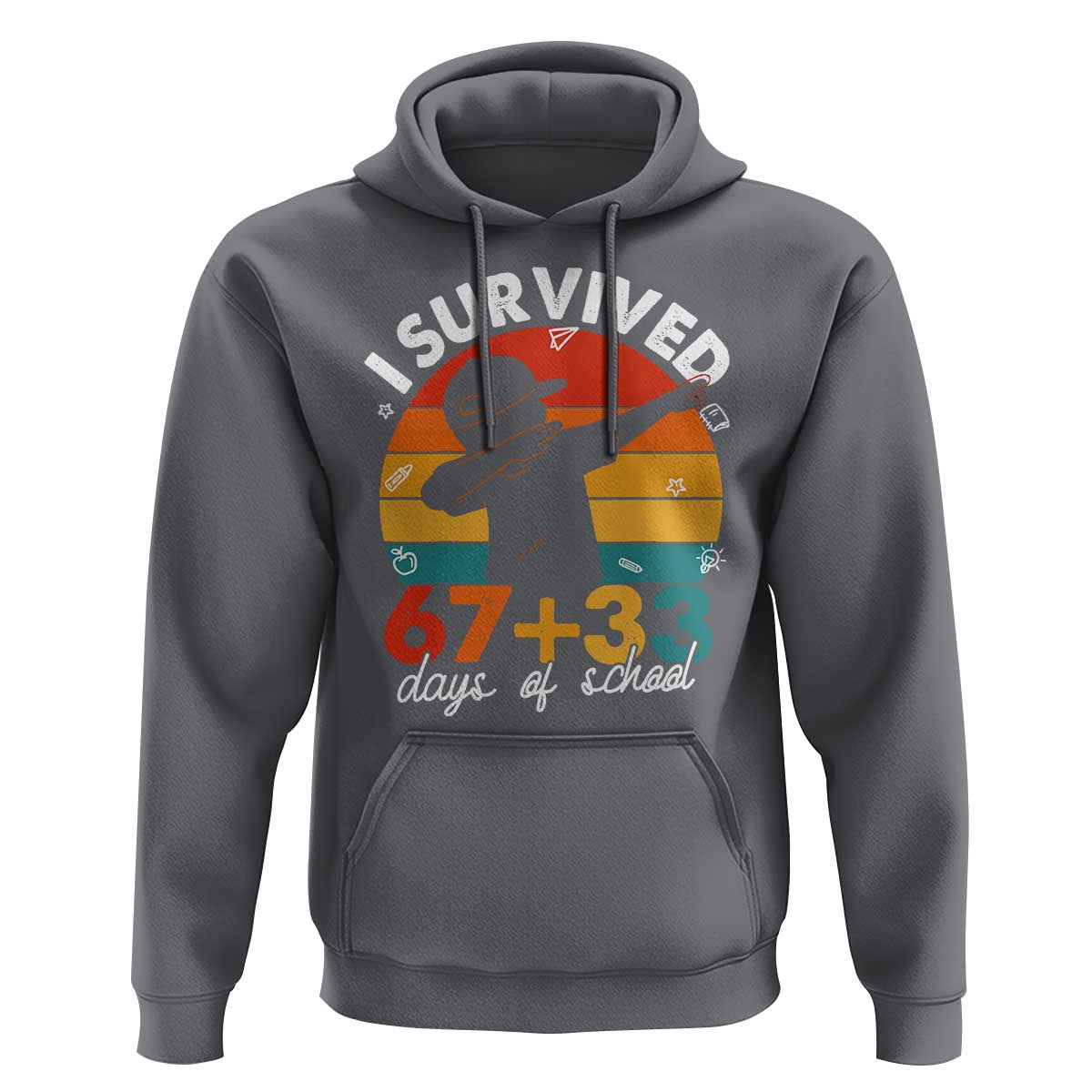 I Survived 67 33 Days Of School Hoodie Funny Six Seven Meme Math Teacher Kids 100th Day