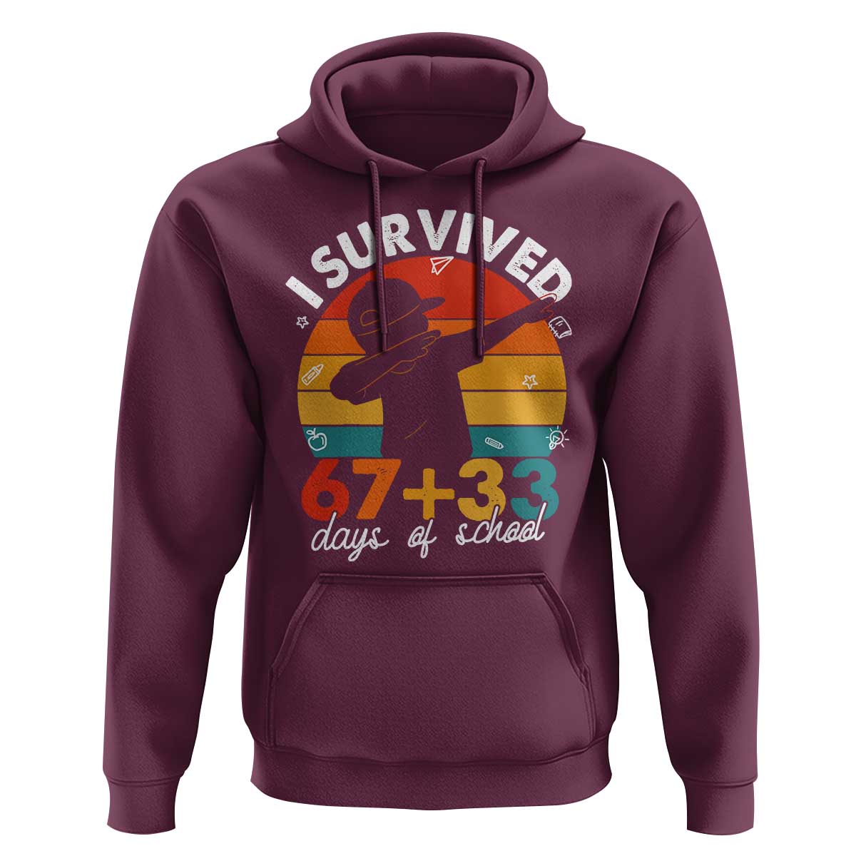 I Survived 67 33 Days Of School Hoodie Funny Six Seven Meme Math Teacher Kids 100th Day