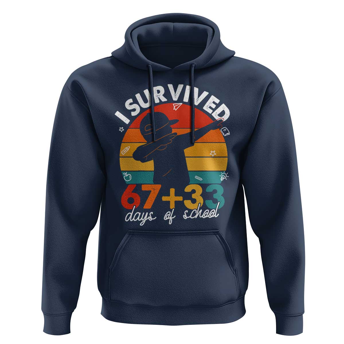 I Survived 67 33 Days Of School Hoodie Funny Six Seven Meme Math Teacher Kids 100th Day