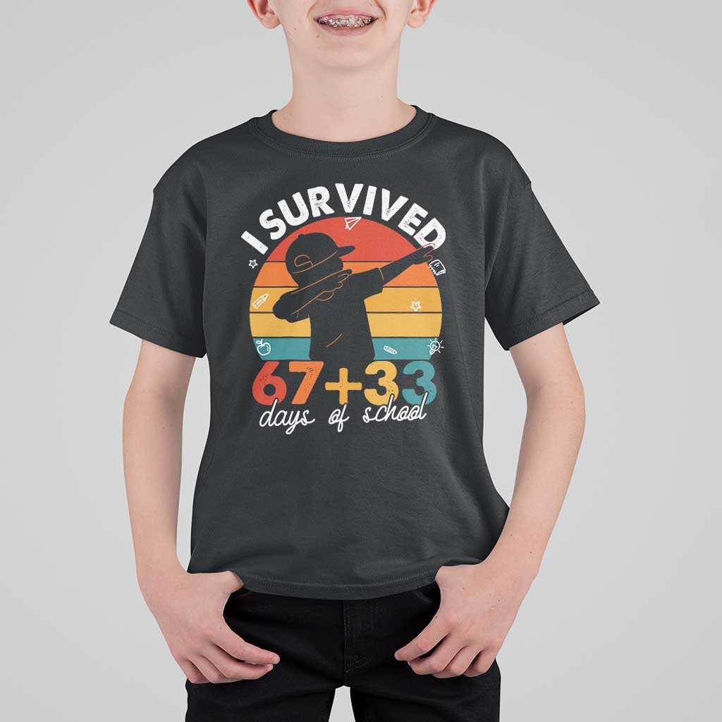 I Survived 67 33 Days Of School T Shirt For Kid Funny Six Seven Meme Math Teacher Kids 100th Day