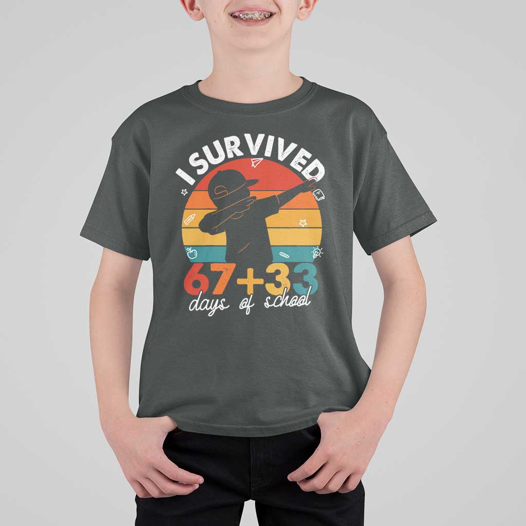 I Survived 67 33 Days Of School T Shirt For Kid Funny Six Seven Meme Math Teacher Kids 100th Day