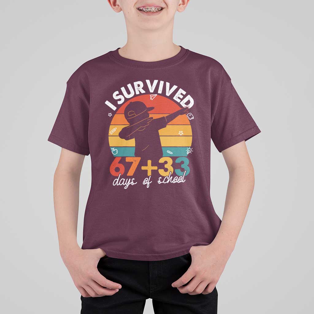 I Survived 67 33 Days Of School T Shirt For Kid Funny Six Seven Meme Math Teacher Kids 100th Day