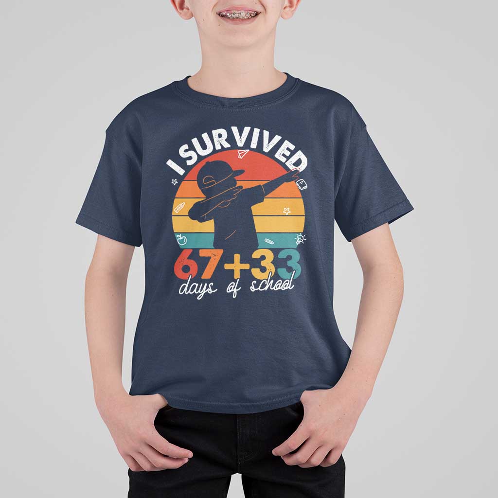 I Survived 67 33 Days Of School T Shirt For Kid Funny Six Seven Meme Math Teacher Kids 100th Day