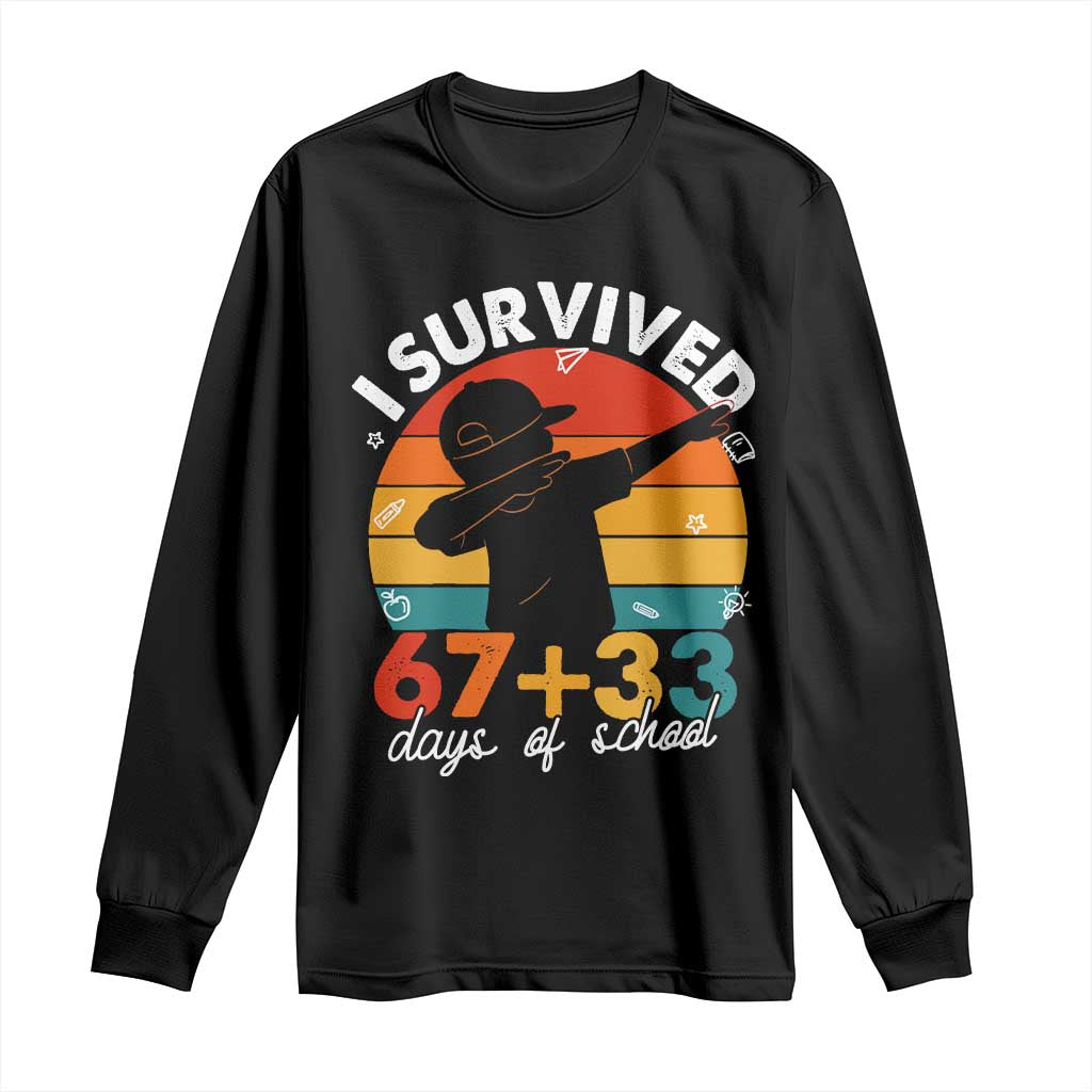 I Survived 67 33 Days Of School Long Sleeve Shirt Funny Six Seven Meme Math Teacher Kids 100th Day