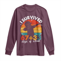 I Survived 67 33 Days Of School Long Sleeve Shirt Funny Six Seven Meme Math Teacher Kids 100th Day