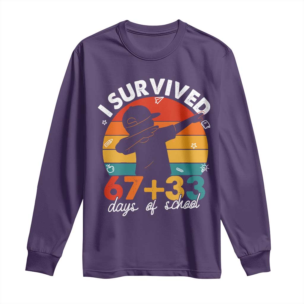 I Survived 67 33 Days Of School Long Sleeve Shirt Funny Six Seven Meme Math Teacher Kids 100th Day