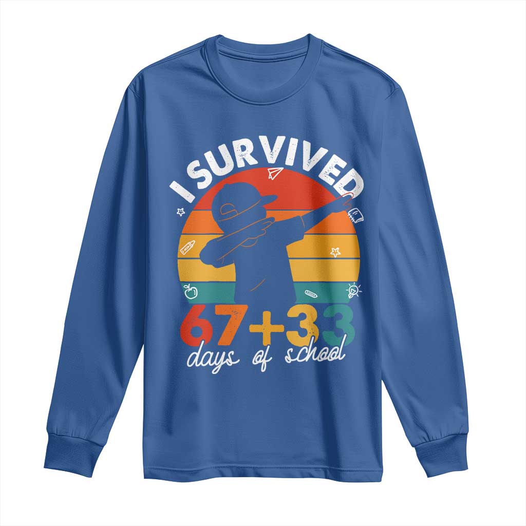 I Survived 67 33 Days Of School Long Sleeve Shirt Funny Six Seven Meme Math Teacher Kids 100th Day