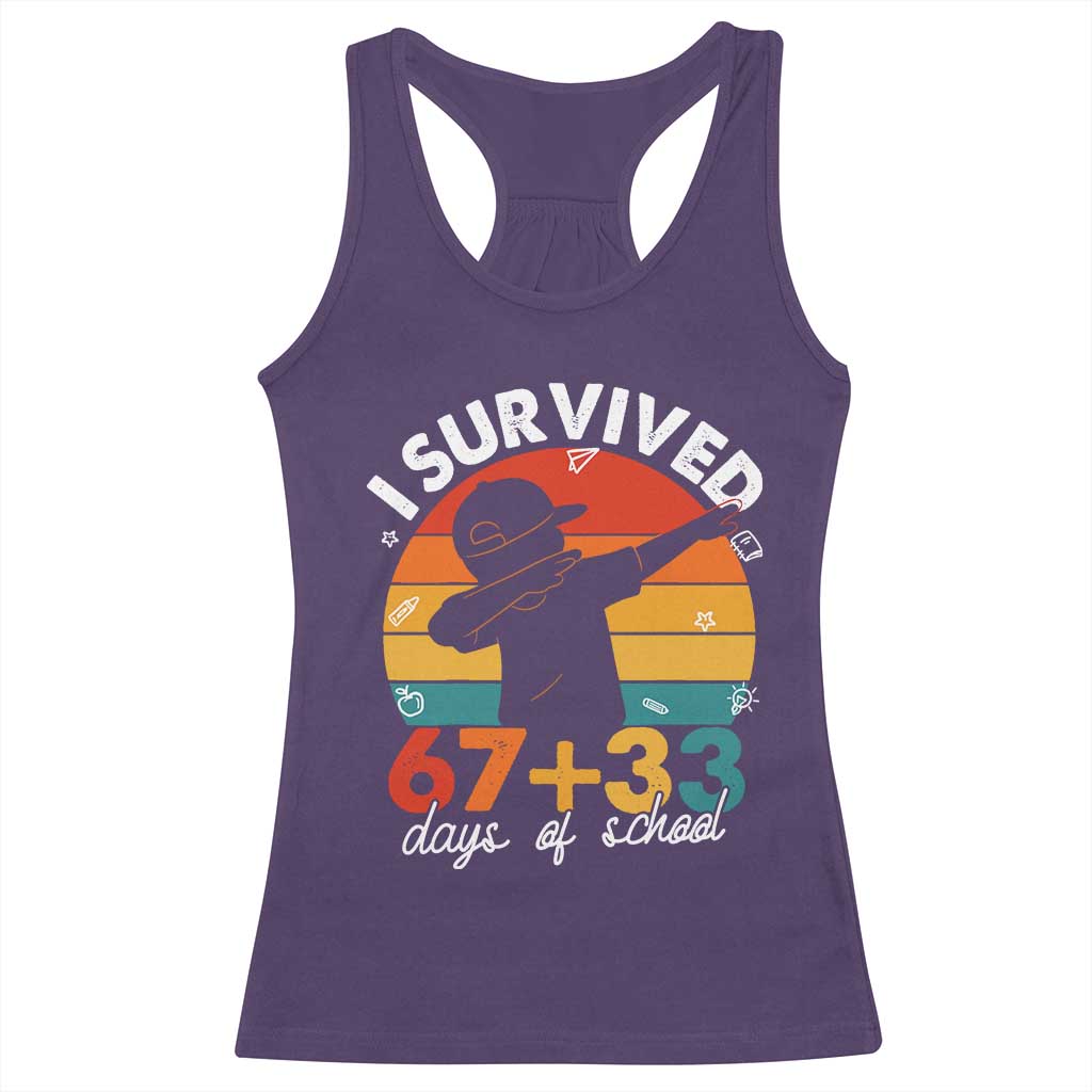 I Survived 67 33 Days Of School Racerback Tank Top Funny Six Seven Meme Math Teacher Kids 100th Day