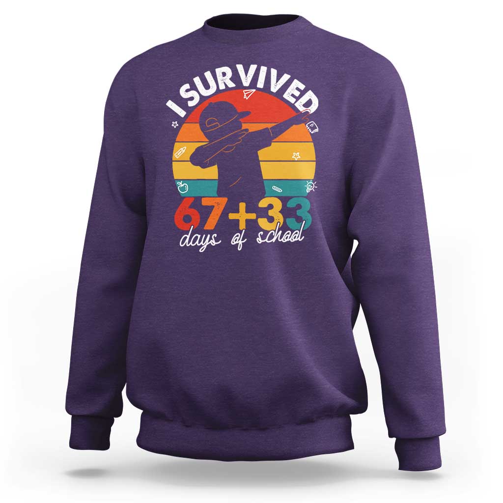 I Survived 67 33 Days Of School Sweatshirt Funny Six Seven Meme Math Teacher Kids 100th Day