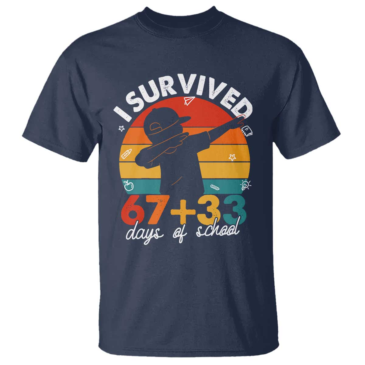 I Survived 67 33 Days Of School T Shirt Funny Six Seven Meme Math Teacher Kids 100th Day
