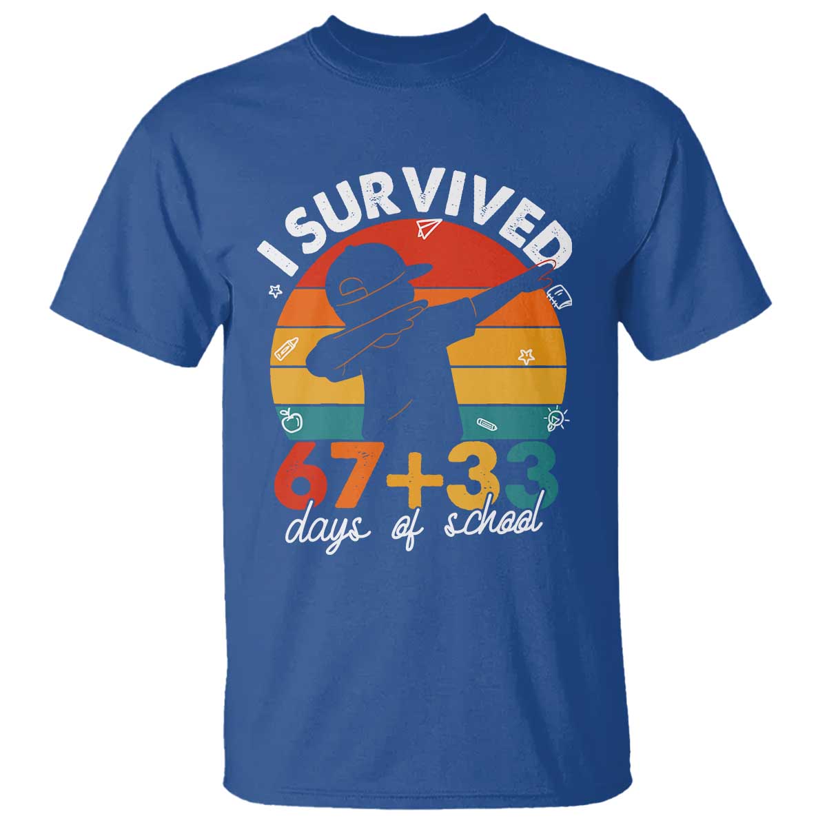 I Survived 67 33 Days Of School T Shirt Funny Six Seven Meme Math Teacher Kids 100th Day