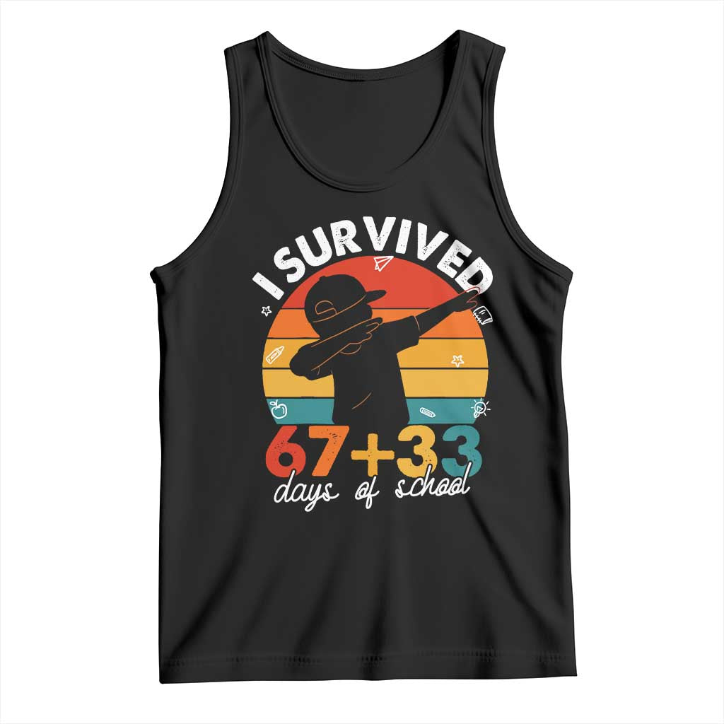 I Survived 67 33 Days Of School Tank Top Funny Six Seven Meme Math Teacher Kids 100th Day