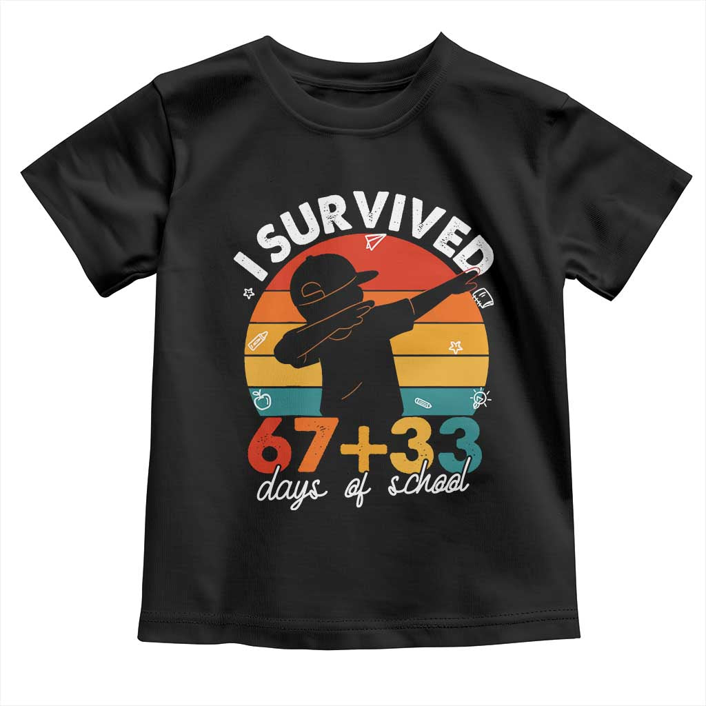 I Survived 67 33 Days Of School Toddler T Shirt Funny Six Seven Meme Math Teacher Kids 100th Day