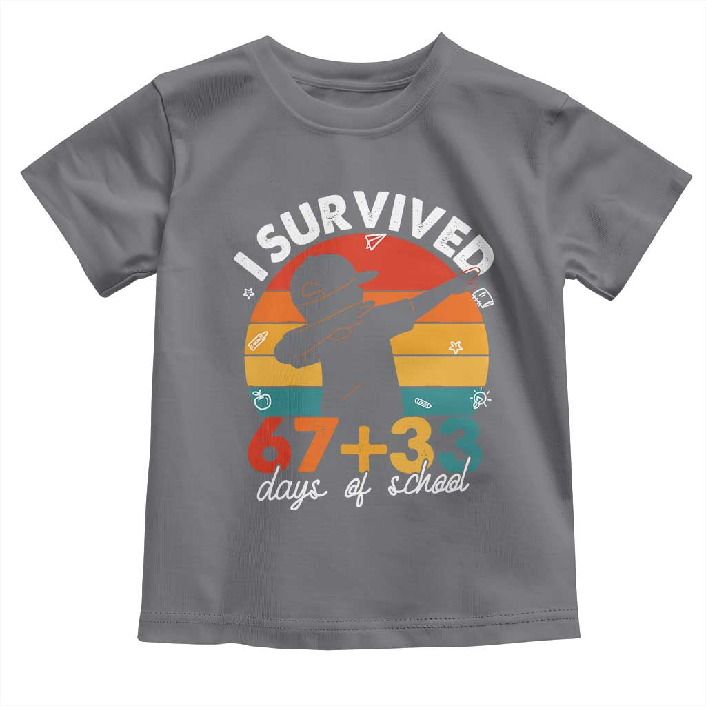 I Survived 67 33 Days Of School Toddler T Shirt Funny Six Seven Meme Math Teacher Kids 100th Day