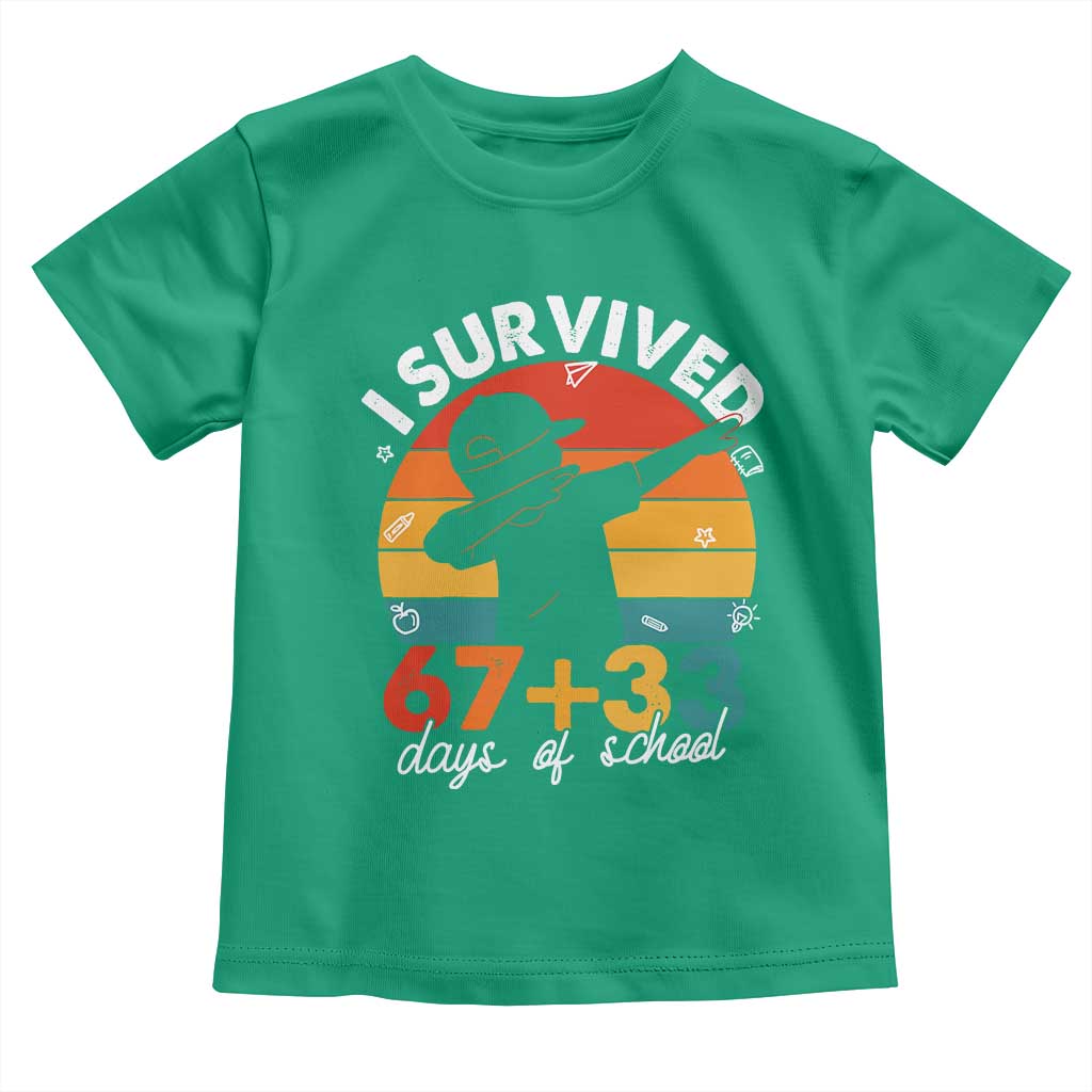 I Survived 67 33 Days Of School Toddler T Shirt Funny Six Seven Meme Math Teacher Kids 100th Day