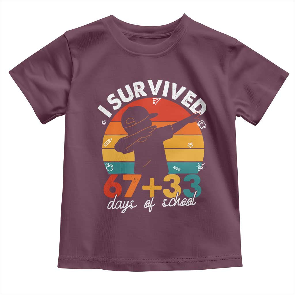 I Survived 67 33 Days Of School Toddler T Shirt Funny Six Seven Meme Math Teacher Kids 100th Day