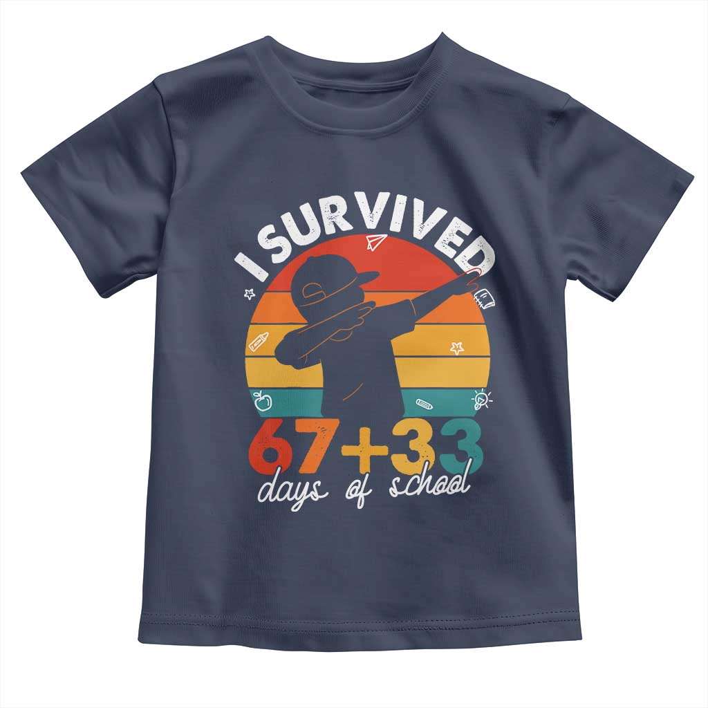 I Survived 67 33 Days Of School Toddler T Shirt Funny Six Seven Meme Math Teacher Kids 100th Day