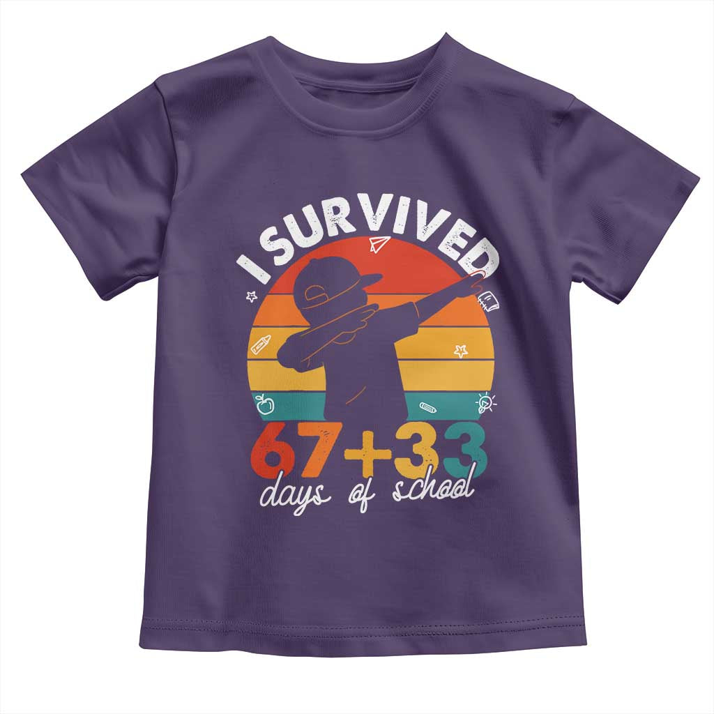 I Survived 67 33 Days Of School Toddler T Shirt Funny Six Seven Meme Math Teacher Kids 100th Day