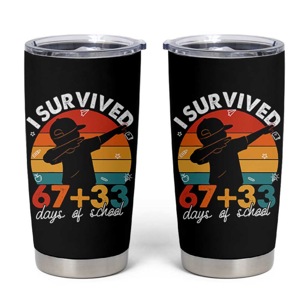 I Survived 67 33 Days Of School Tumbler Cup Funny Six Seven Meme Math Teacher Kids 100th Day
