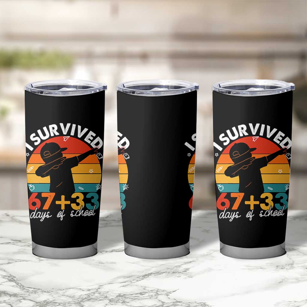 I Survived 67 33 Days Of School Tumbler Cup Funny Six Seven Meme Math Teacher Kids 100th Day
