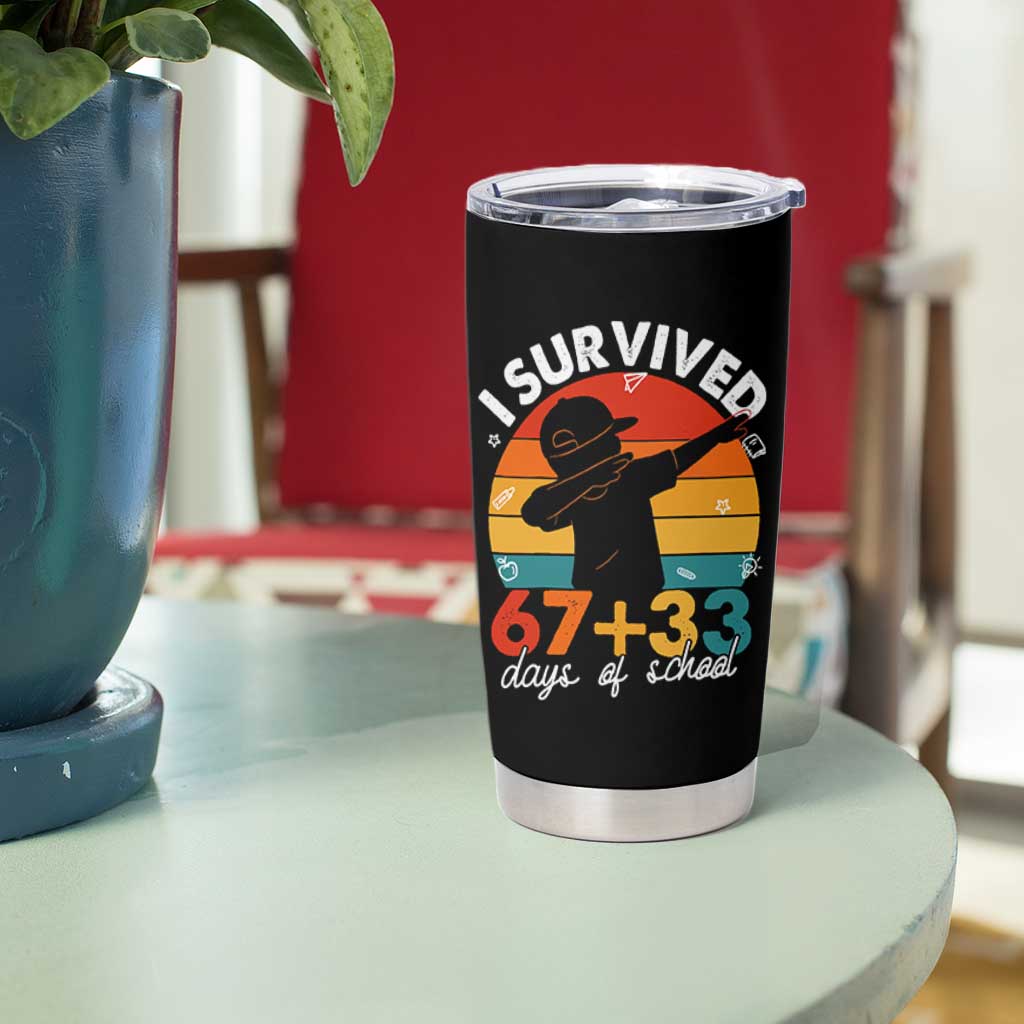I Survived 67 33 Days Of School Tumbler Cup Funny Six Seven Meme Math Teacher Kids 100th Day