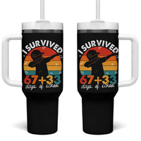 I Survived 67 33 Days Of School Tumbler With Handle Funny Six Seven Meme Math Teacher Kids 100th Day