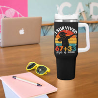 I Survived 67 33 Days Of School Tumbler With Handle Funny Six Seven Meme Math Teacher Kids 100th Day