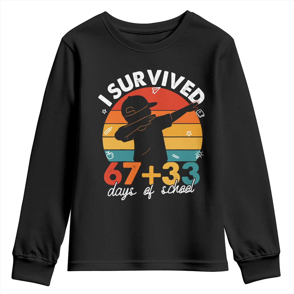 I Survived 67 33 Days Of School Youth Sweatshirt Funny Six Seven Meme Math Teacher Kids 100th Day