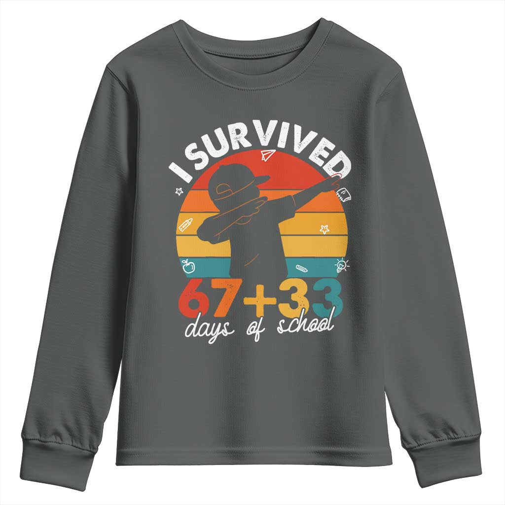 I Survived 67 33 Days Of School Youth Sweatshirt Funny Six Seven Meme Math Teacher Kids 100th Day