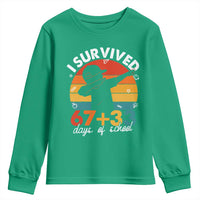 I Survived 67 33 Days Of School Youth Sweatshirt Funny Six Seven Meme Math Teacher Kids 100th Day