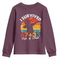 I Survived 67 33 Days Of School Youth Sweatshirt Funny Six Seven Meme Math Teacher Kids 100th Day