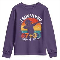I Survived 67 33 Days Of School Youth Sweatshirt Funny Six Seven Meme Math Teacher Kids 100th Day