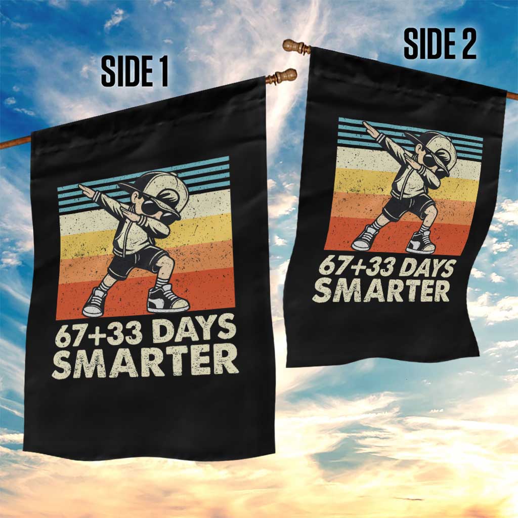 100 Days Smarter Garden Flag Funny 67 33 Six Seven Math Teacher Kids 100th Day